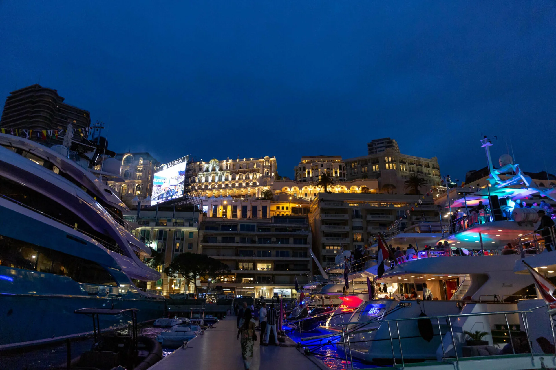The beauty of the Monaco Harbour at night during the Monaco Grand Prix race weekend...