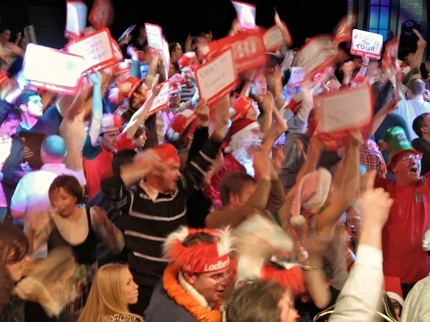 Fans celebrate at the PDC World Darts Championships