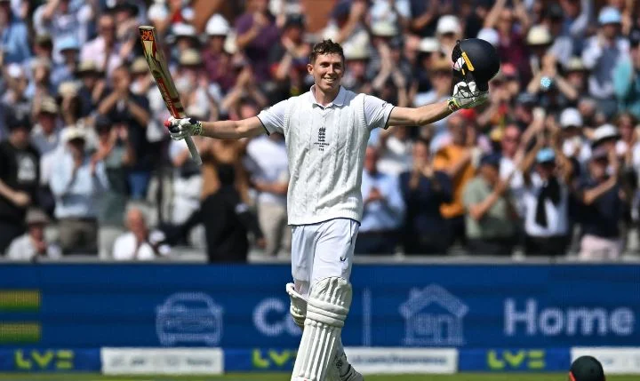 Zak Crawley celebrates his incredible innings at The Ashes last year.