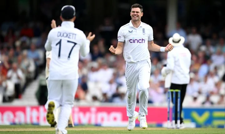 Jimmy Anderson celebrates a wicket against Australia - The Ashes 2023